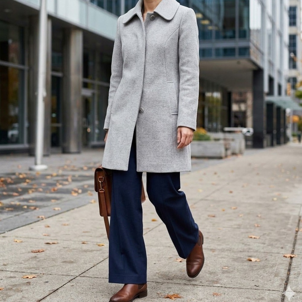 Wilfred Wool Cashmere Coat Womens Small Grey Mid Length Cocoon Minimalist Luxury